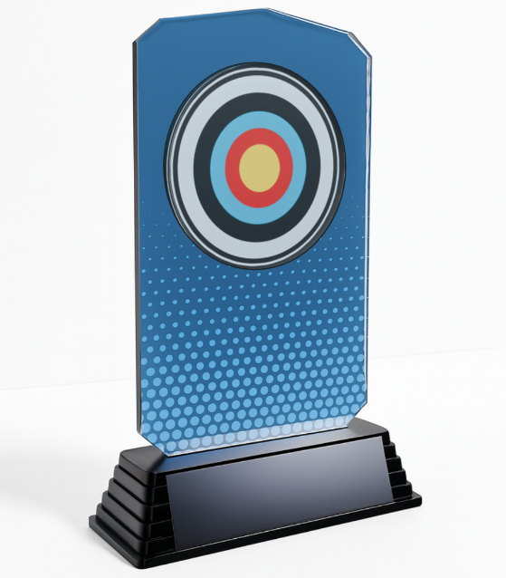 Acryl sportprijs blauw doelwit